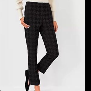 Ann Taylor Houndstooth High Waist Ankle Pants Black 12 petite